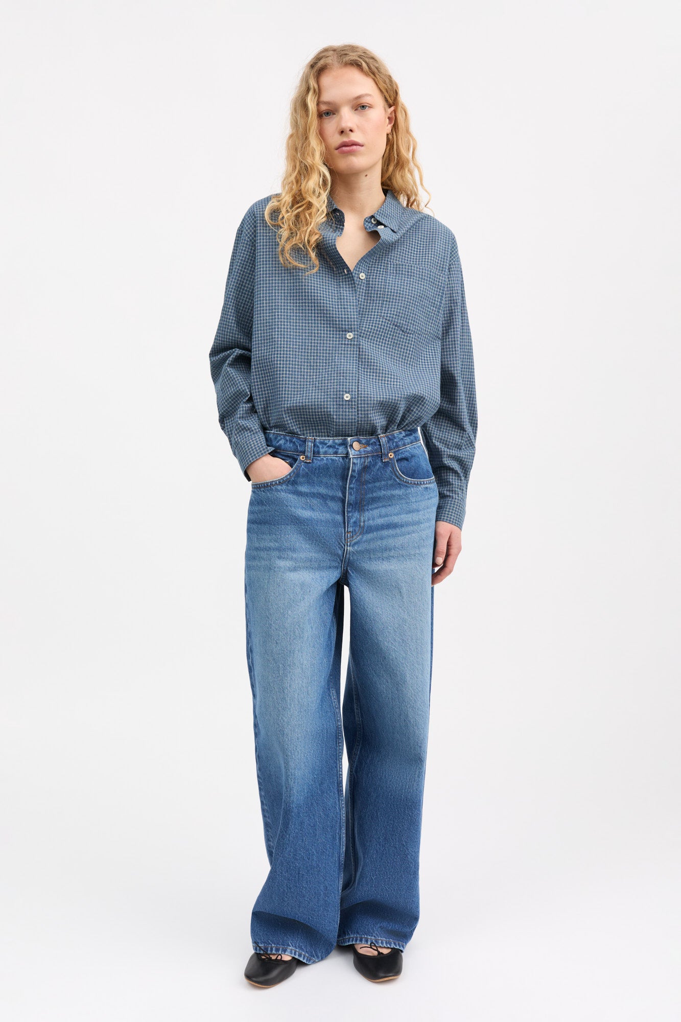Skall Studio Edgar shirt Shirt Blue/Cream mini check